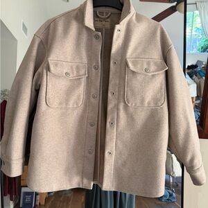 We The Free Cream Button-Up Shacket with Snap Closures